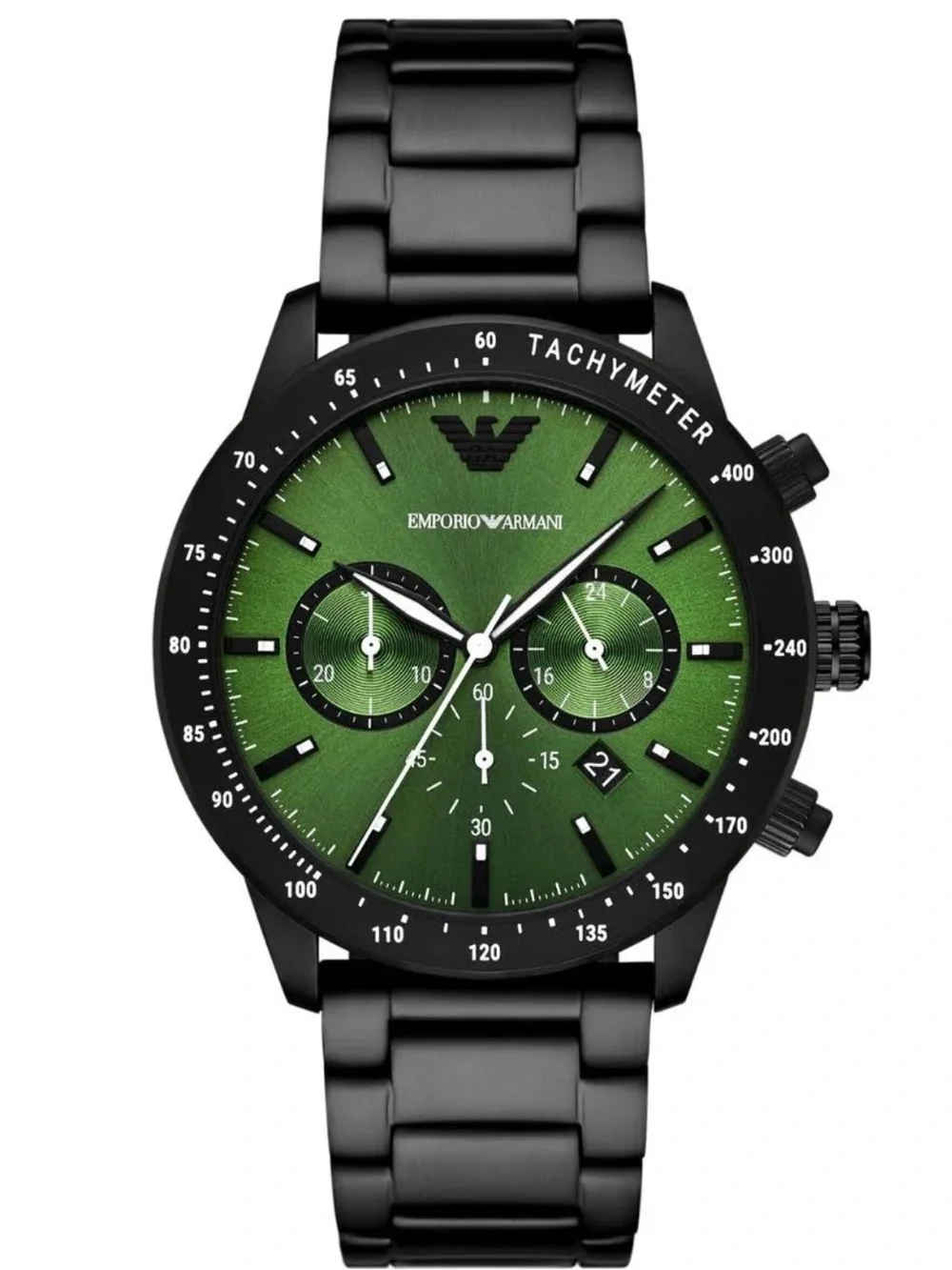 Emporio Armani Black mate with Green Chronograph dial Men's Watch
